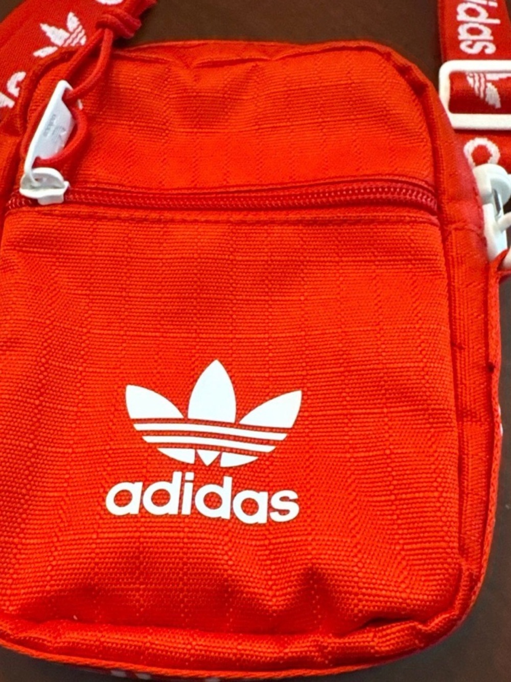 adidas Red and White Logo Zip Pull Pouch - Picture 2 of 5